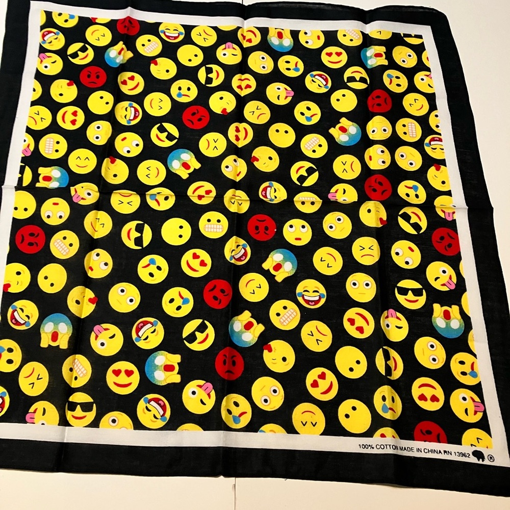 Emoji Print Scarf in Black and Yellow